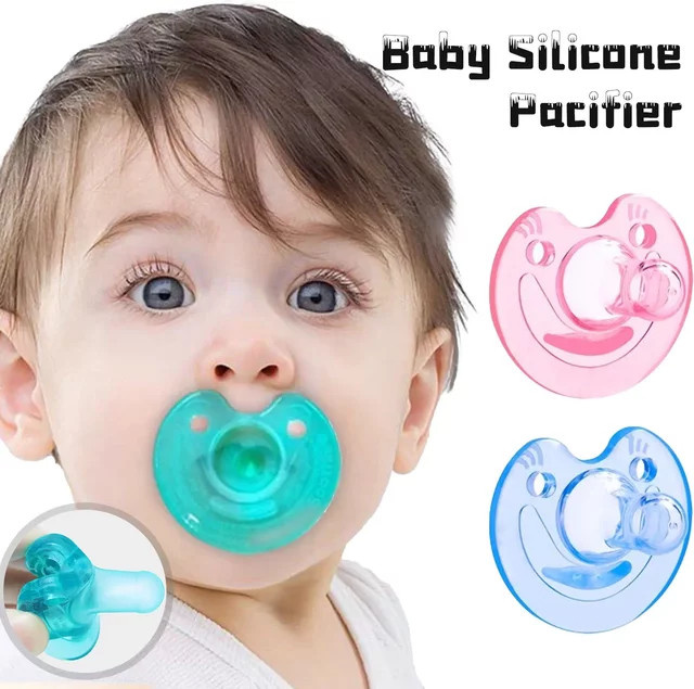 Runder Silikon-Schnuller und Baby-Beißring in Blau, BPA-frei, für Neugeborene bis 3 Jahre - Bild 1