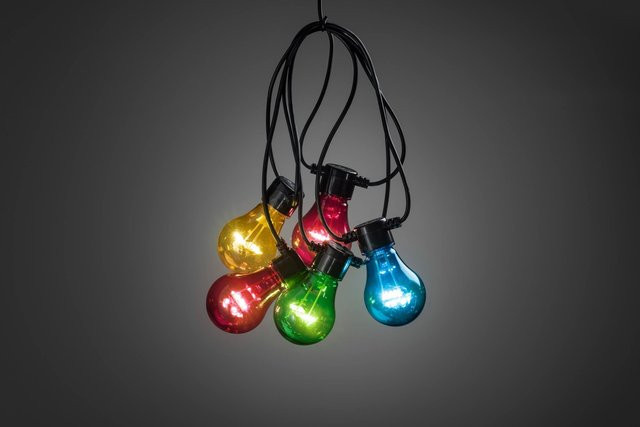 Konstsmide LED-Lichterkette für außen in Schwarz mit bunten RGB-Leuchtmitteln, batteriebetrieben und IP44-Schutz - Bild 1