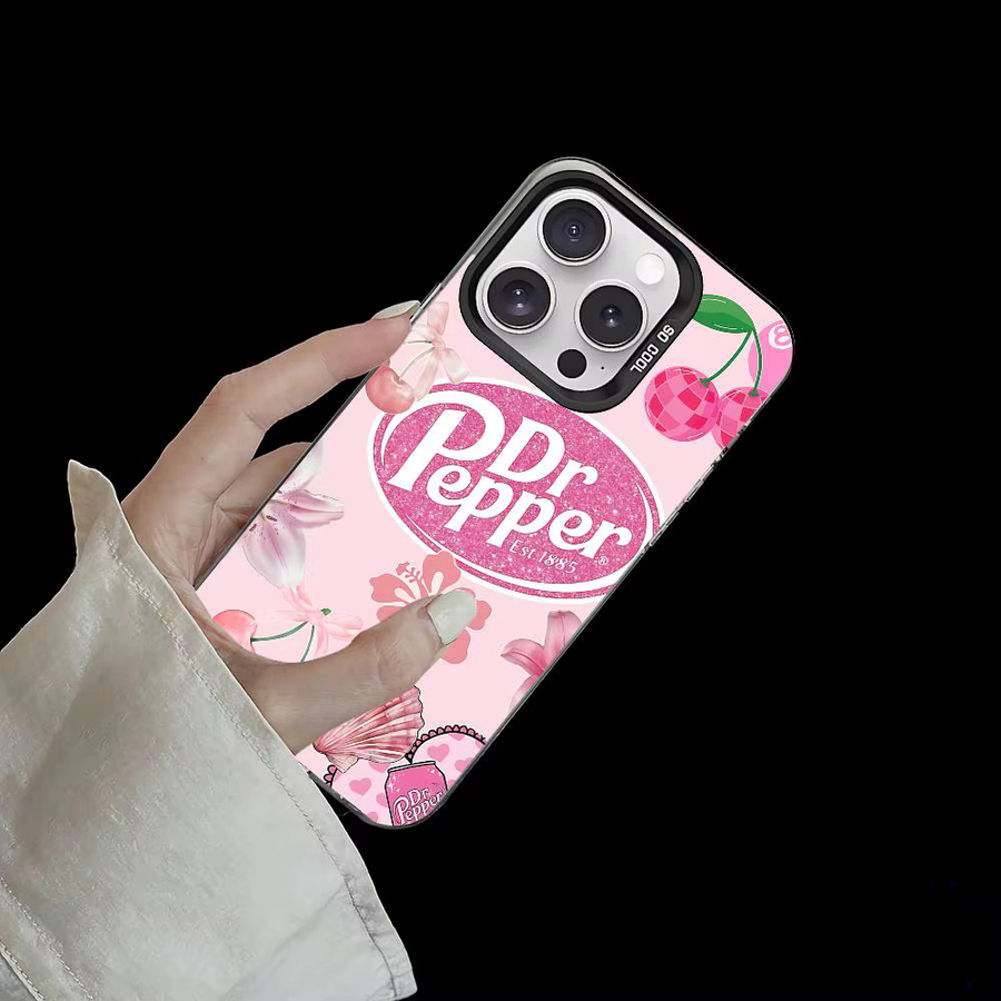 Cherry Drink D-Dr-P-Pepper Handyhülle für iPhone 11 bis iPhone 17 Pro Max stoßfest in Silber - Bild 2