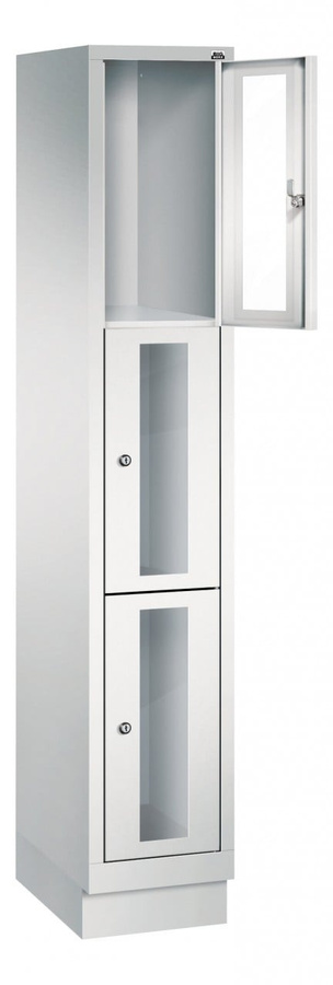 BIGBOXX Fächerschrank in Weiß mit Glasfront und Metallgestell - Bild 1