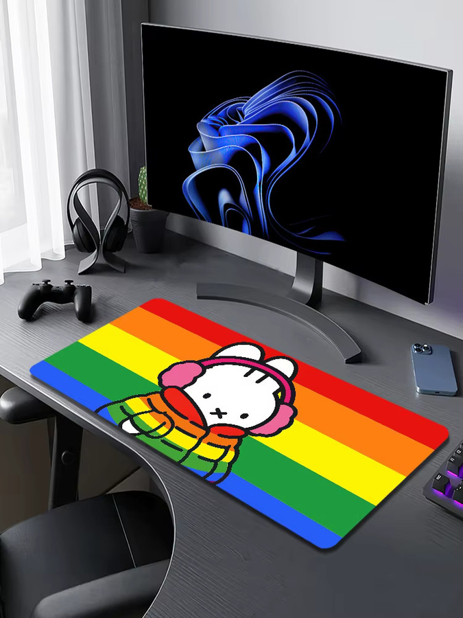 Miffy Cartoon Hasen Mauspad in Multicolour, rutschfestes und verdicktes Desktop-Mauspad mit Lockedge-Verstärkung für Gaming und Büro - Bild 7
