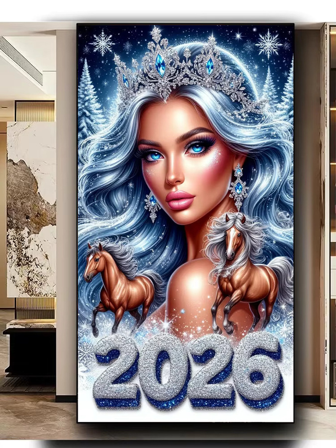 RealShining Diamantmalerei Motiv Prinzessin mit Pferd als rundes Mosaik-Bild in Mehrfarbig - Bild 2