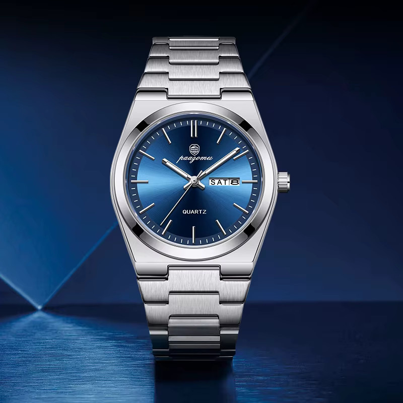Paazomu Armbanduhr Quarz, Edelstahl, Blau, Herren - Bild 2