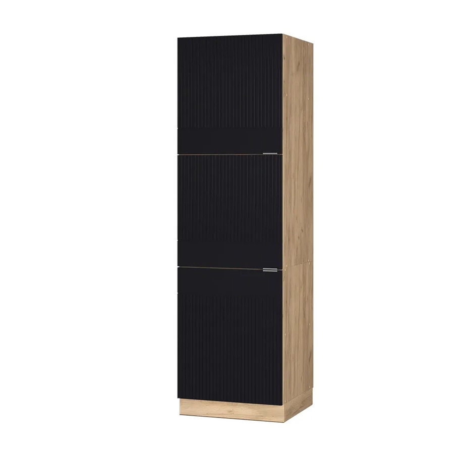 Vicco Vorratsschrank Fame-Line Eiche Schwarz gestreift mit 3 Türen und Soft-Close-Funktion B: 60 cm, H: 206 cm, T: 64,03 cm - Bild 3