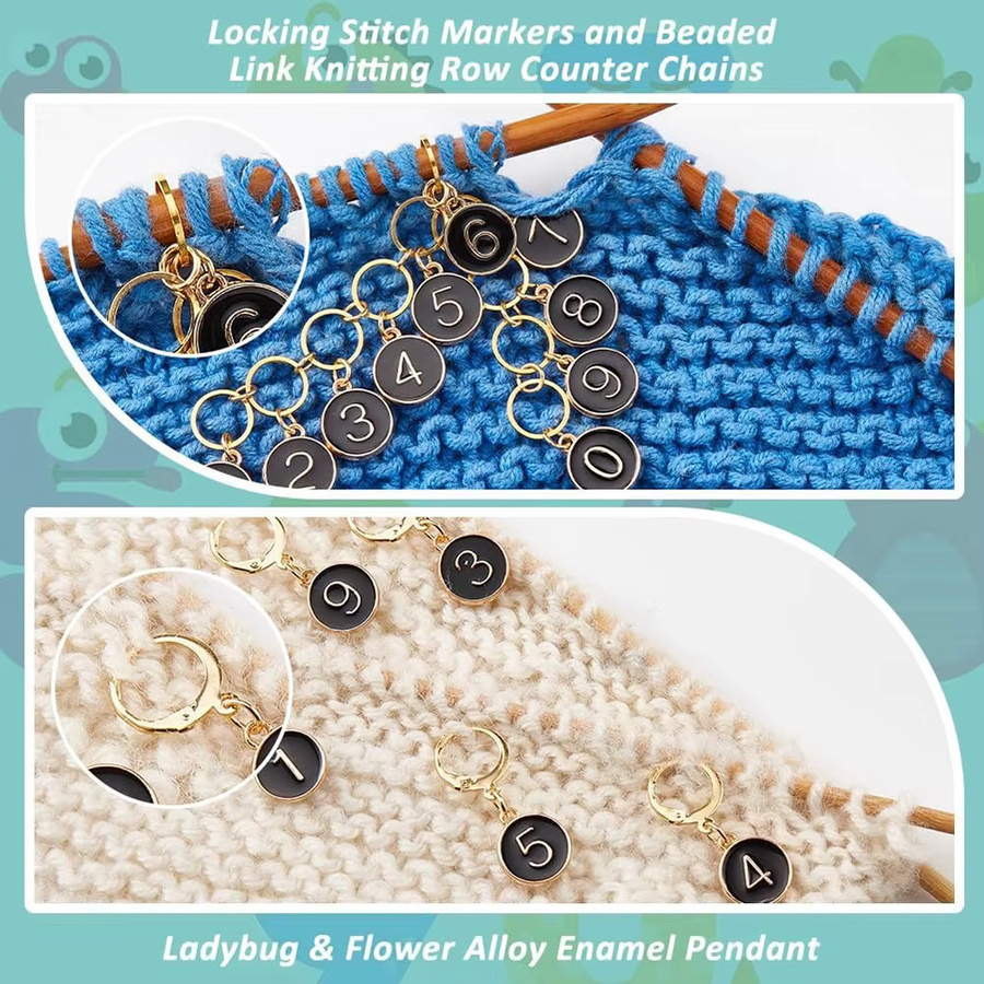 JAY HOME Strickreihenzähler aus Legierung mit Emaille und Zahlen 0-9 für Stricken, Häkeln und Handarbeit - Bild 2