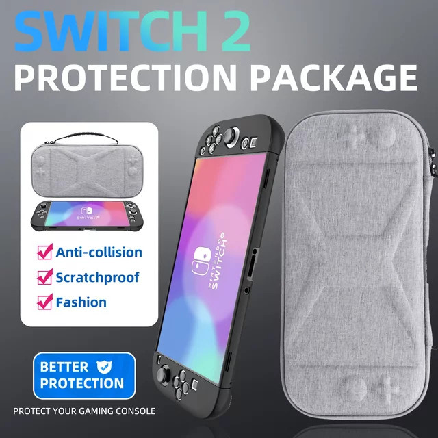 Wasserdichte und stoßfeste Aufbewahrungstasche für Nintendo Switch 2 in Grau - Bild 1