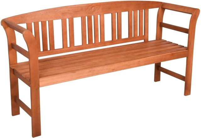 DELUKE Gartenbank LUCERN 3-Sitzer aus Eukalyptus Natur mit Rosenverzierung, Farbe: Braun, Breite: 157 cm - Bild 1