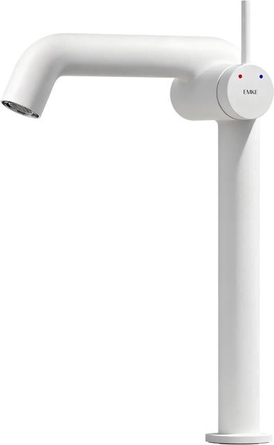 Emke Waschtischarmatur Mischbatterie für das Bad in Weiß Matt mit Einhebelmischer und Wassersparfunktion, Höhe: 7,6 cm, Breite: 33,2 cm, Tiefe: 22 cm - Bild 1