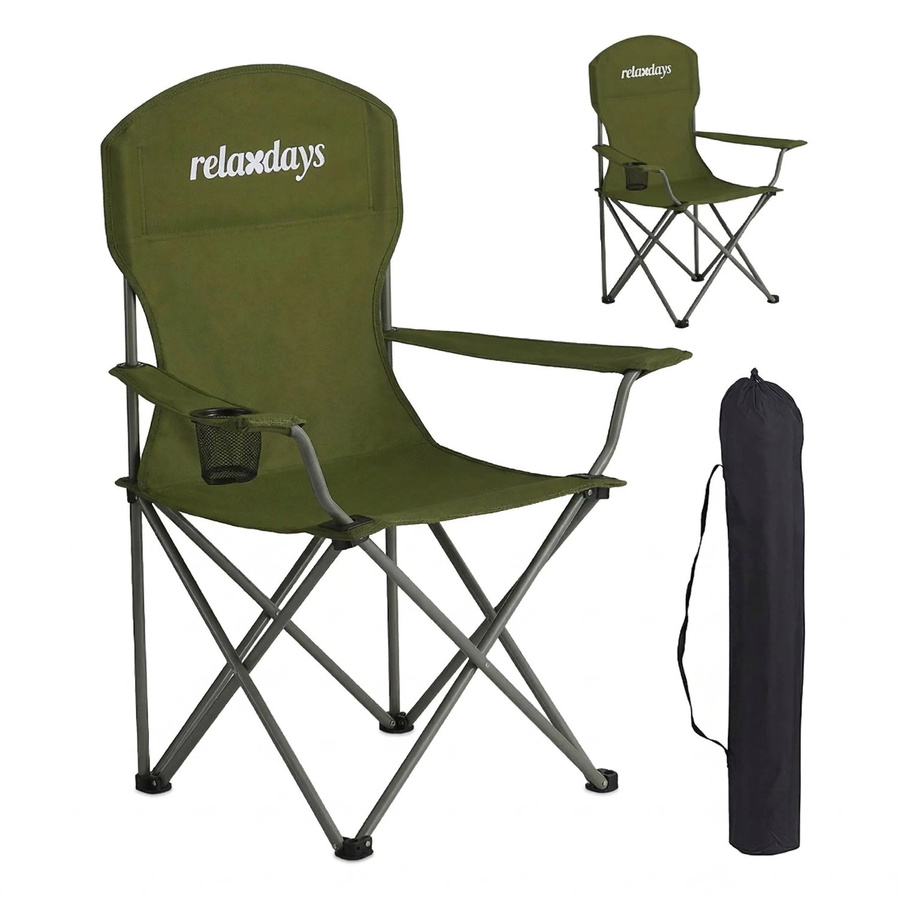Relaxdays Campingstuhl 2er Set in Grün aus Eisen und Polyester mit Getränkehalter und Armlehnen, H: 97 cm, B: 81 cm, T: 54 cm - Bild 2