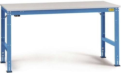 Manuflex LU4013.5012 ESD-Arbeitstisch Universal mit Kautschukplatte, höhenverstellbar, Blau, B/T/H: 100 x 80 x 76-87 cm - Bild 1