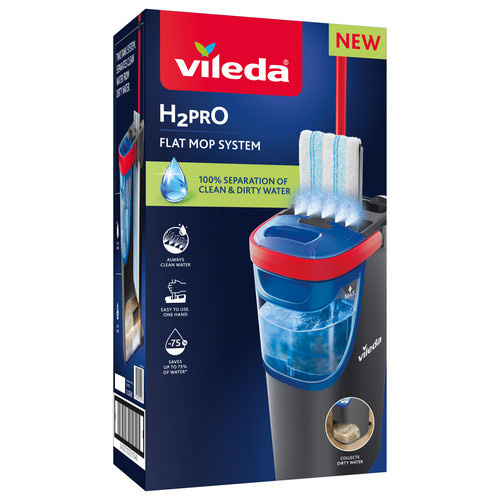 Vileda H2PRO Flat Mop Bodenwischer-Set mit Zweitanksystem in Schwarz/Rot - Bild 10