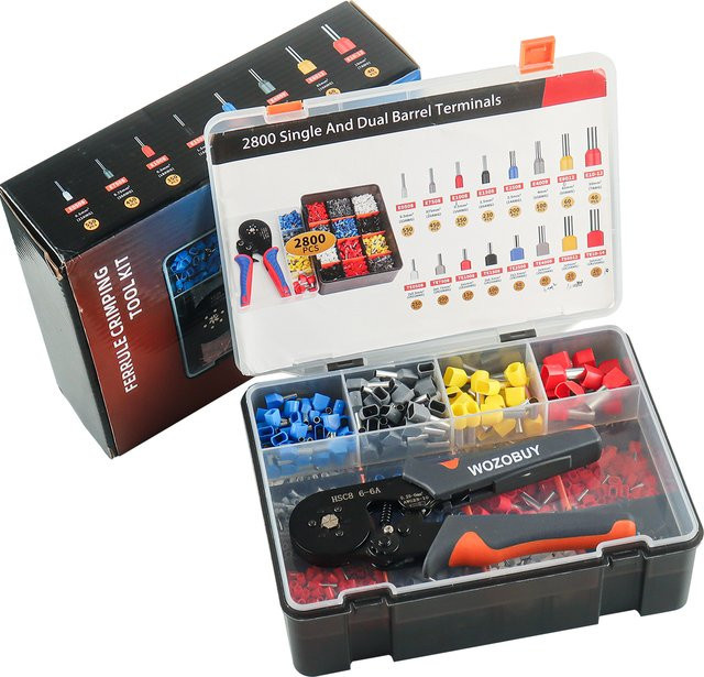 WOZOBUY Elektrisches Aderendhülsenpresswerkzeug Set mit Aufbewahrungsbox und Ferrule-Crimping-Zange HSC8 6-4A/6-6 - Bild 1