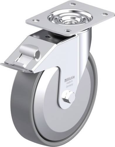 Blickle Stahlblech-Lenkrolle LE-PO 200G-FI-ELS-FA in Grau, Rad-Durchmesser: 20 cm, Tragfähigkeit: 300 kg - Bild 1