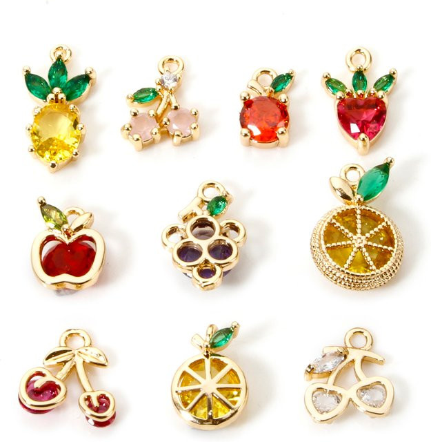DoreenBeads Charms Messing, 18 Karat Gold vergoldet, Obst, Kristall, Unisex - Bild 1