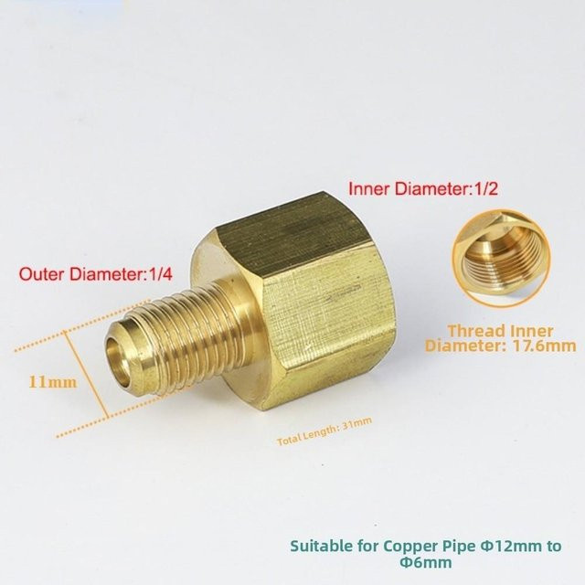 CDxuguang Reduzierstück Buchse auf Kegelstumpf Adapter AC-Kupplung aus Messing in Gold, 1/2 Zoll auf 1/4 Zoll - Bild 1