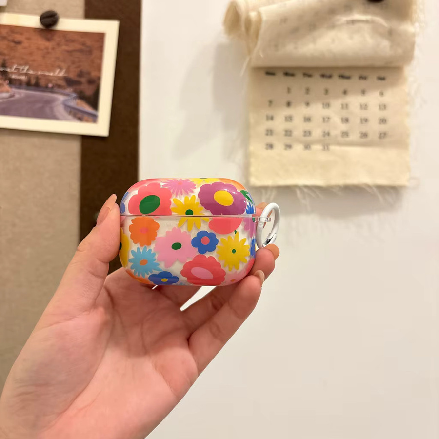 Girl Series Kopfhörerhülle mit Blumen-Design und Haken für Apple AirPods 1, 2, 3, 4 und Pro 2, Mehrfarbig - Bild 5