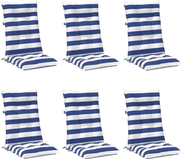 6er-Set vidaXL Outdoor-Kissen aus Polyester in Blau und Weiß, rechteckig, B/T/H: 120 x 50 x 7 cm - Bild 1