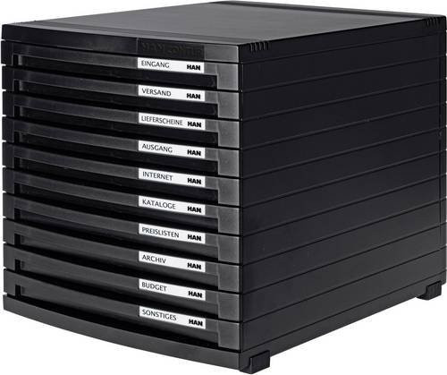 HAN Schubladenbox CONTUR 1510-13 Schwarz mit 10 Schubfächern für DIN A4 - Bild 1