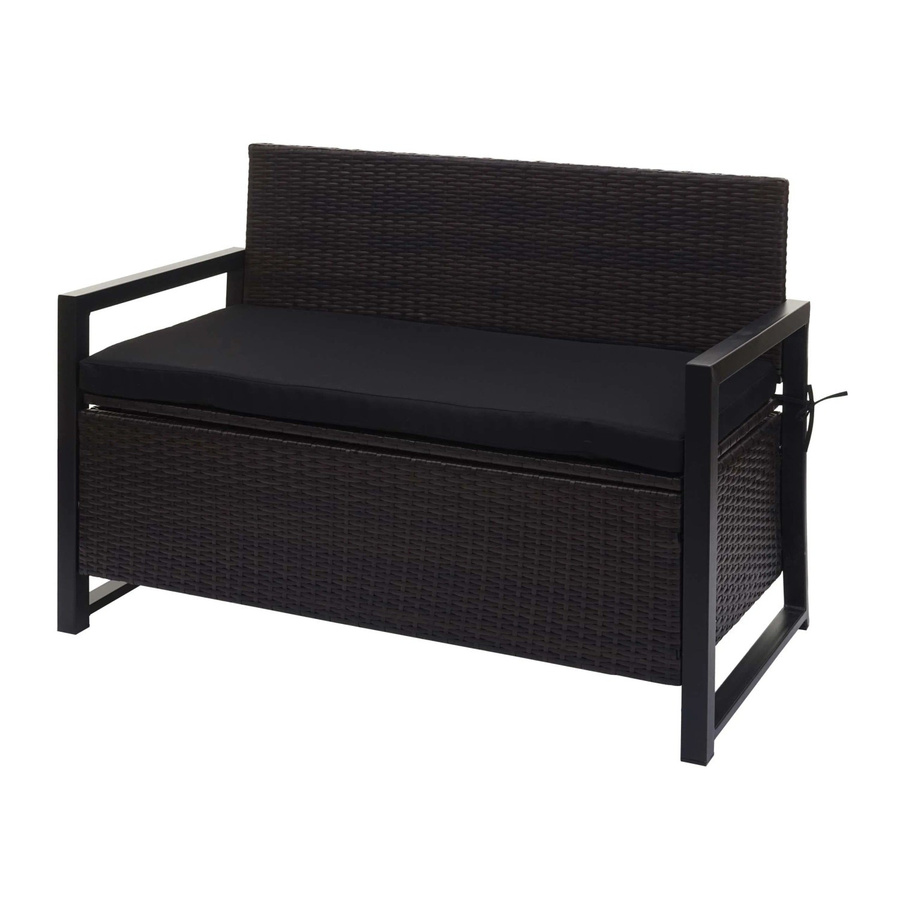 MCW Poly-Rattan 2er Sitzbank F39 als Gartenbank mit Staufach und Kissen, Braun/Schwarz - Bild 2