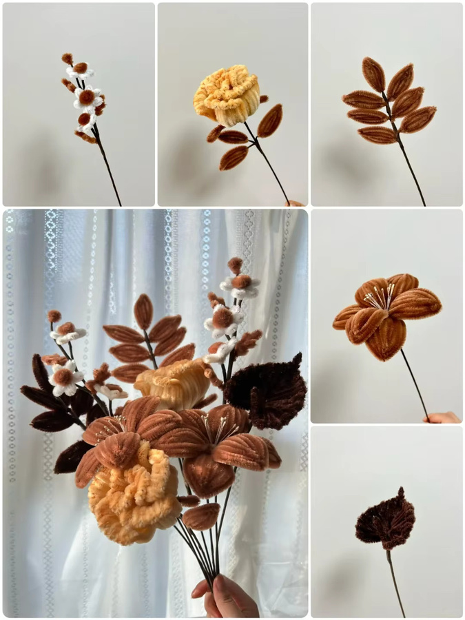 Mehrfarbige Chenille-Stäbchen als Bastelzubehör für deine Kunst- und Weihnachts-DIY-Projekte, 250/500 Stück in Multicolor und Braun - Bild 5