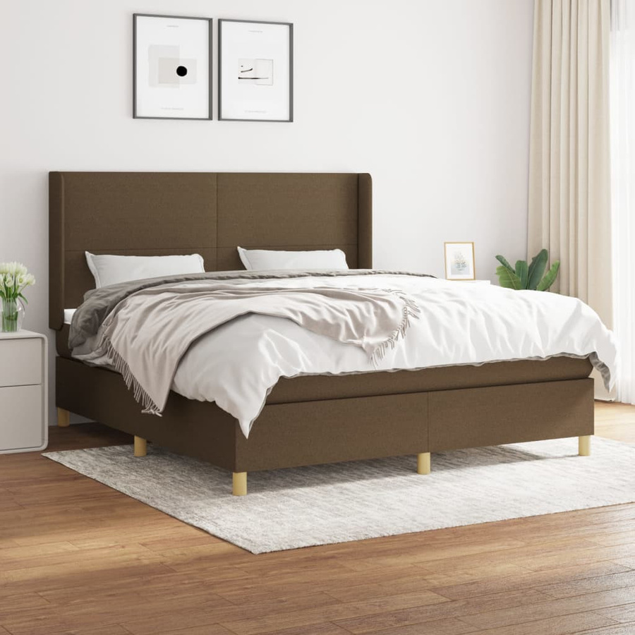 vidaXL Boxspringbett Hybrid mit Matratze und Taschenfederkern, Braun, B/T/H: 180 x 200 cm - Bild 4