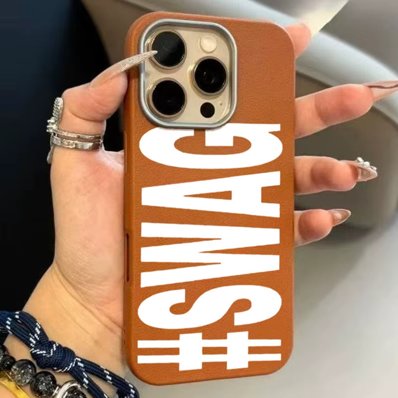 SWAG Handyhülle mit Lichee-Muster für iPhone, stoßfeste weiche Schutzhülle, braun/mehrfarbig - Bild 1
