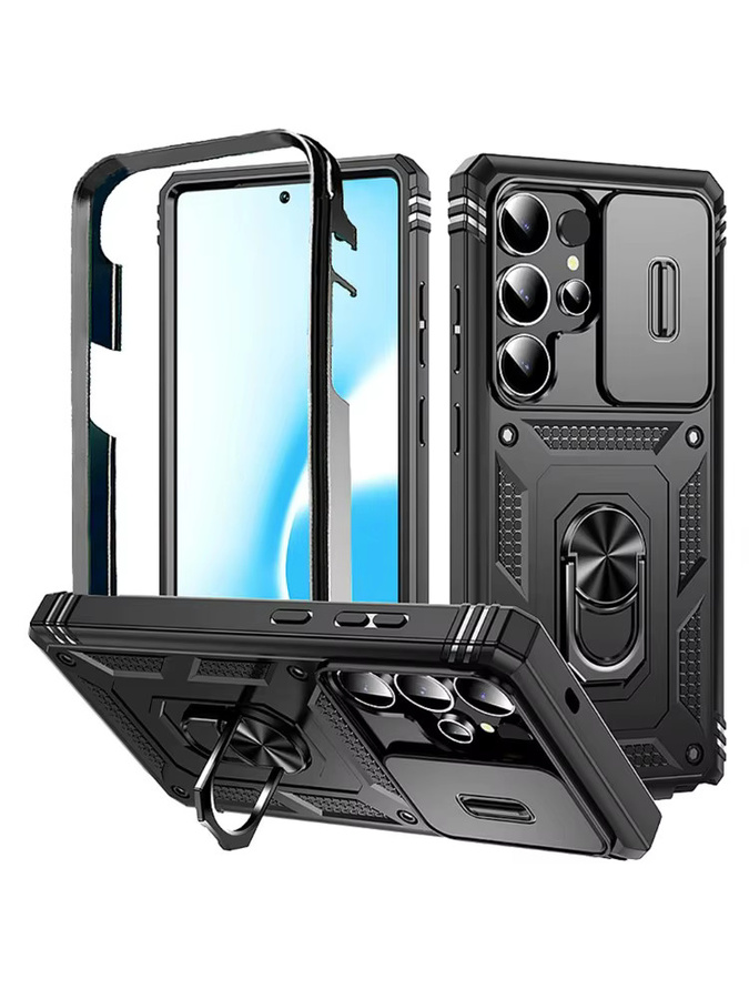 360-Grad-Vollschutz-Handyhülle mit Magnetring und Standfunktion für Samsung Galaxy S25 S24 S23 Ultra Plus S25 Edge S24FE in Schwarz oder Blau - Bild 7