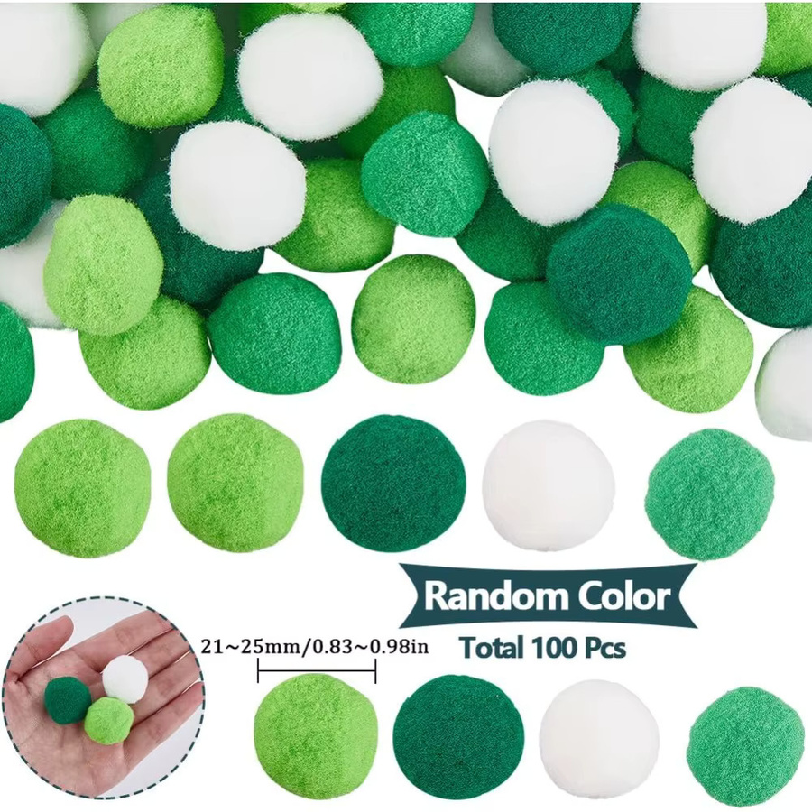 100 Stück grüne Bastel-Pompons aus Polyester, Durchmesser: 25 mm, weiche Mini-Pompom-Kugeln zum Dekorieren - Bild 2