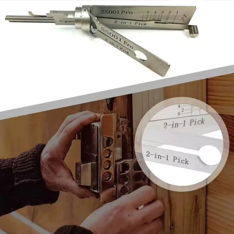 APWIKOGER 2-in-1 Edelstahl Schlüssel Decoder und Präzisions-Haken-Pickup Set in Silber für Schloss Wartung und Reparatur - Bild 3