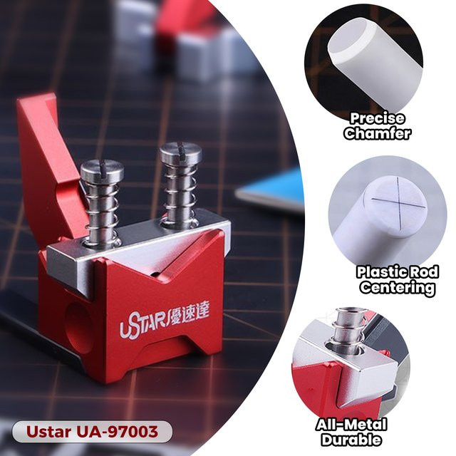 Ustar UA-97003 2-in-1 Kunststoff-Fasenfräser und Zentrierhilfe für Gundam und Gunpla Modellbau, Rot, 0,5-6,0mm - Bild 1