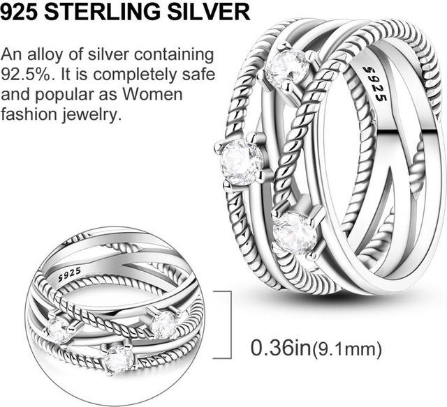 Yiran pet products Ring, Silber, Zirkonia, gray, Damen - Bild 1