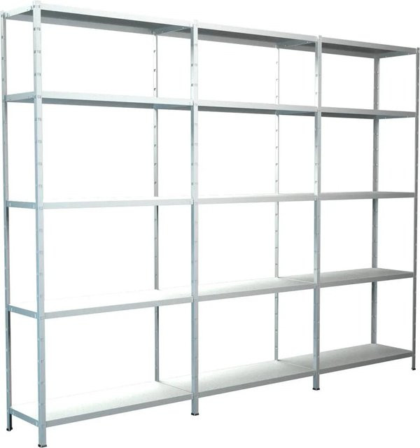 SCHULTE REGALWELT Metallregal Set aus Grundregal und 2 Anbauregalen, Weiß, B/H/T: 360 x 200 x 35 cm - Bild 1