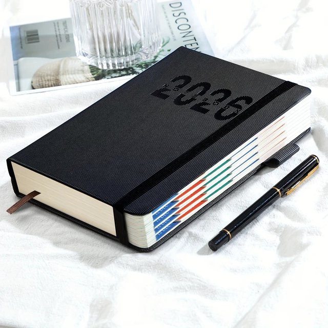 Produktivitätsplaner und Fest-Tracker-Set 2026 in Schwarz, A5 Hardcover Notizbuch mit 400 Seiten für tägliches Zeitmanagement und Aufgabenverfolgung - Bild 1