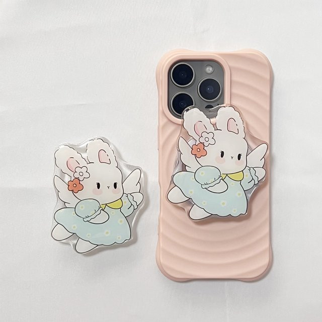 Niedlicher Cartoon-Hase Griptok Handyhalterung in Pink für iPhone 17 Pro Max und 16 - Bild 1