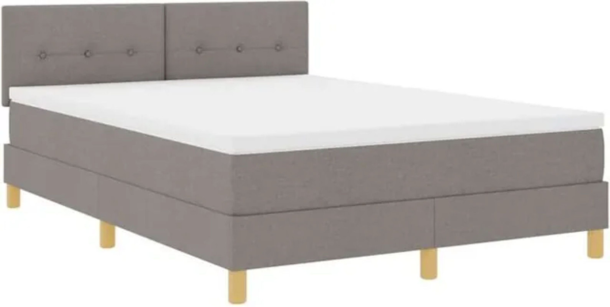vidaXL Boxspringbett mit Matratze in Taupe Meliert, Modernes Design aus Stoff und Holzwerkstoff, B/T/H: 160 x 200 x 88 cm - Bild 1
