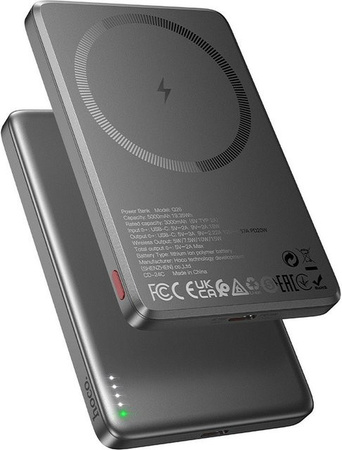 Wireless Powerbank HOCO Q26 in Grau mit 5000mAh, 20W PD und USB-C Anschluss