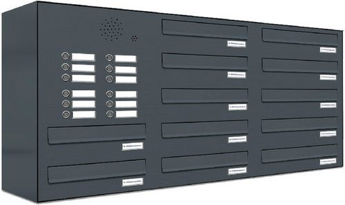 AL Briefkasten für 12 Parteien mit Zaundurchwurf, grau, B/H/T: 115,2 x 57,5 x 27,5 cm - Bild 1