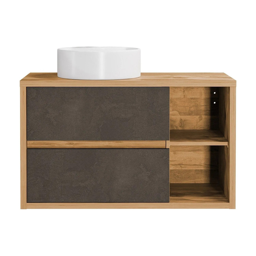 Vente-unique Einzelwaschtisch Tikitiki in Anthrazit, Breite: 100 cm - Bild 2