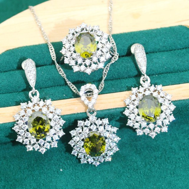 YIRAN Jewelry 5 Schmuckset, Zirkon, Halskette, Ohrring, Unisex - Bild 1