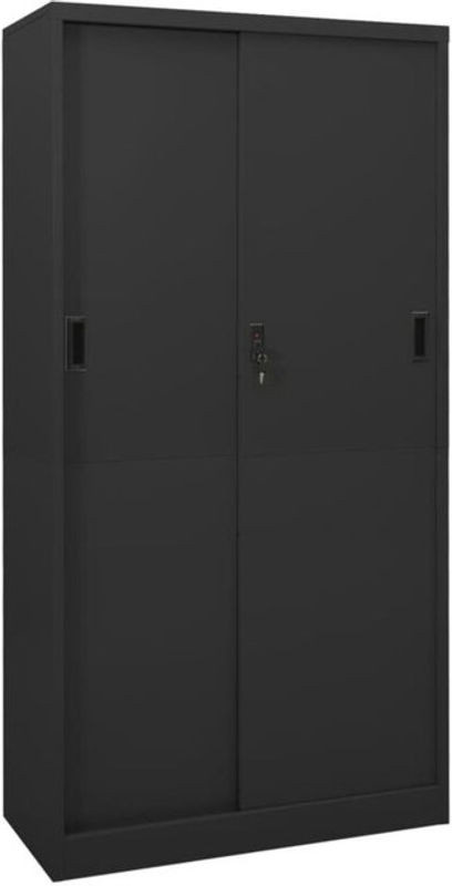 Vidaxl Aktenschrank aus Stahl mit Schiebetüren in Anthrazit, B/T/H: 90 x 40 x 180 cm - Bild 1