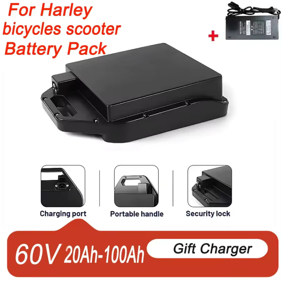Wasserdichter 60V 40Ah Lithium-Ionen-Akku in Schwarz für Harley CityCoco Elektroroller inklusive 2000W Hochleistungsladegerät und BMS - Bild 2