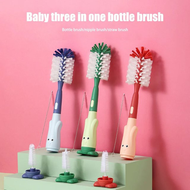 3-in-1 Babyflaschenbürsten-Set aus lebensmittelechtem Silikon mit 360-Grad-Reinigung und Soft Head - Bild 1