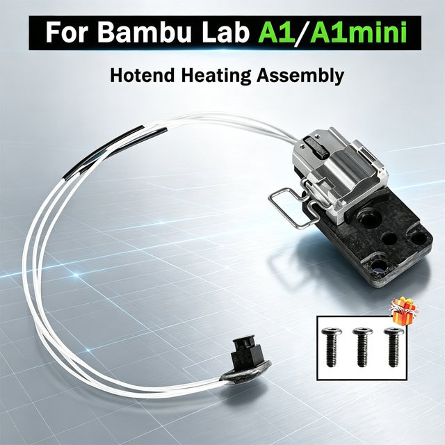 Bambu Lab A1 und A1 Mini verbesserte Heizeinheit für das Hotend in Schwarz und Silber - Bild 1