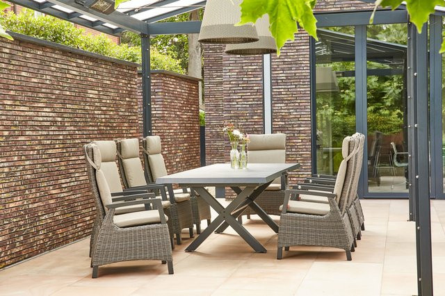 Siena Garden Messina/Corido Garten-Essgruppe aus Aluminium und Keramik mit 8 Diningsesseln, anthrazit/grau, ausziehbar, Breite: 200-260 cm, Tiefe: 100 cm - Bild 1