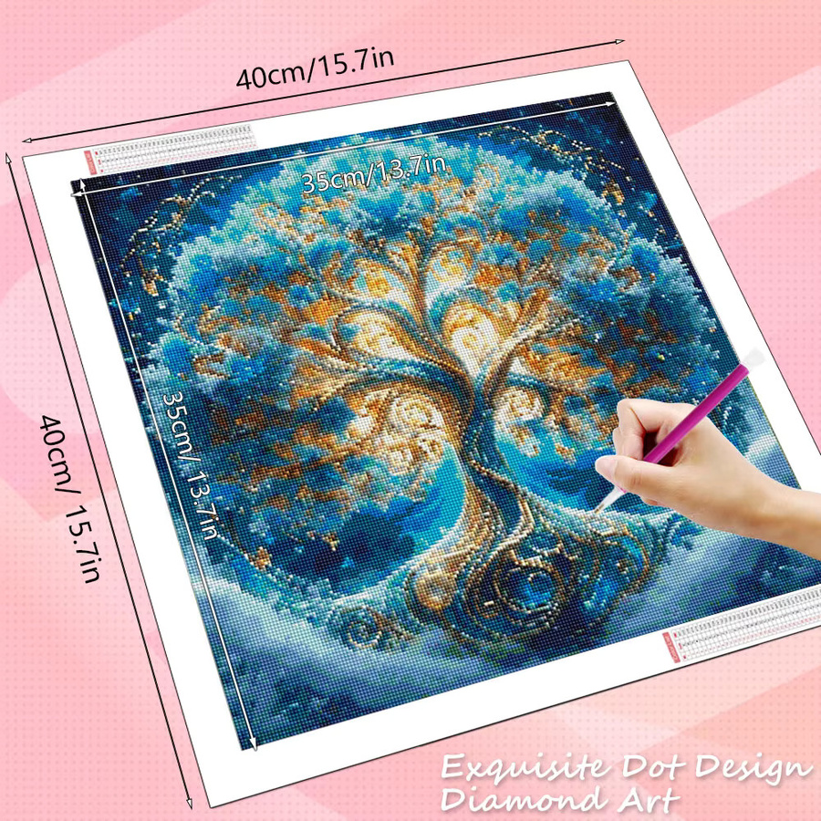 HUACAN Diamantmosaik Set Baum Landschaft als DIY Kreuzstich Malerei mit Strasssteinen - Bild 2