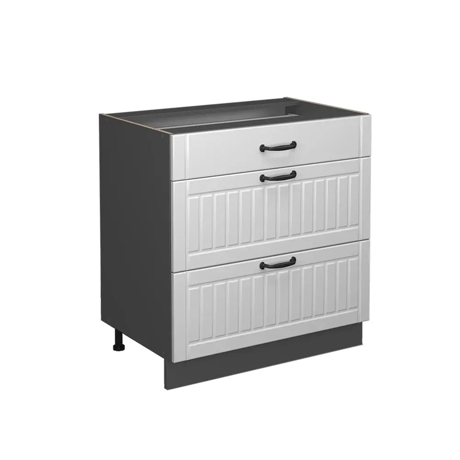 Vicco Küchenunterschrank Fame-Line Landhaus mit 3 Schubladen, Anthrazit und Weiß, Breite: 80 cm - Bild 3
