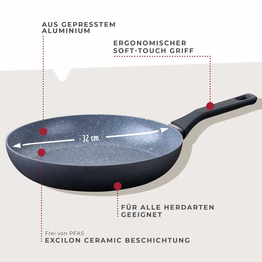Fackelmann Bratpfanne Cosmo aus Keramik in Schwarz und Grau mit Antihaftbeschichtung, Durchmesser: 32 cm - Bild 3