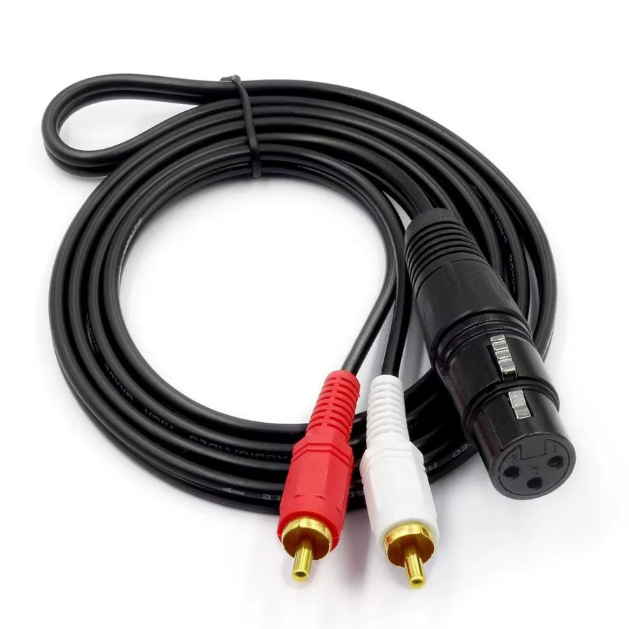 HUALIWEN XLR auf Dual RCA Audiokabel Set, XLR-Stecker auf Dual Lotus One Point Two Mixer-Kabel, Schwarz - Bild 2