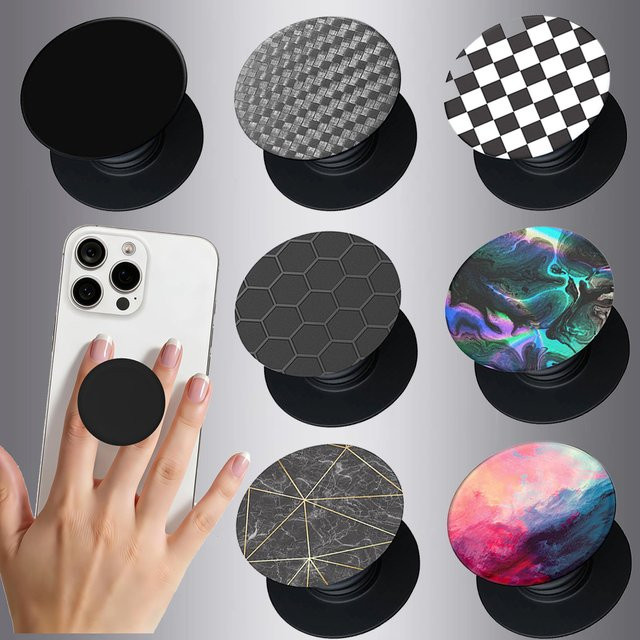 Popped Socket Phone Grip Black Series mit ausziehbarem Ständer und selbstklebendem Griff in Schwarz - Bild 1