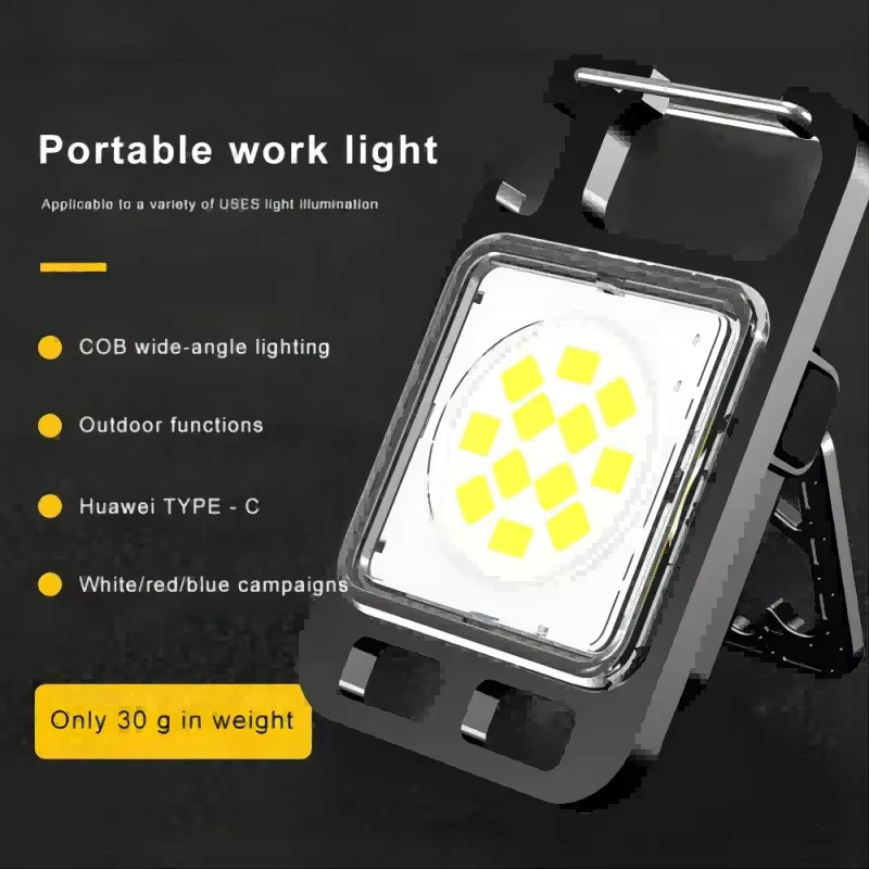 Wiederaufladbare Mini LED Taschenlampe mit COB-Licht und Magnetfunktion in Schwarz - Bild 5